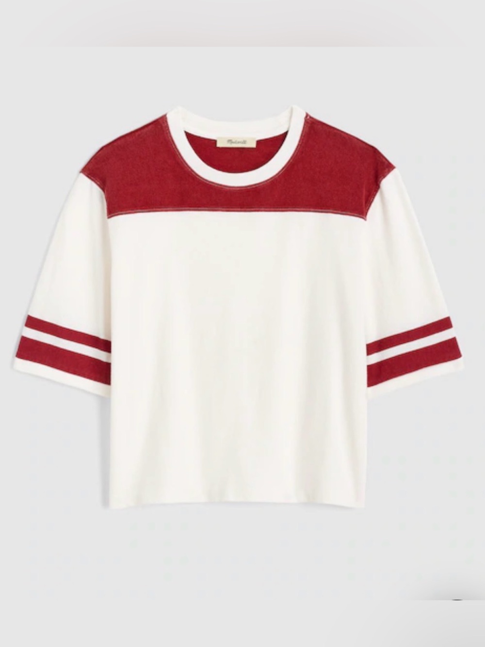 Madewell Relaxed Varsity Tee in Vintage Jersey Red Size Small NWT